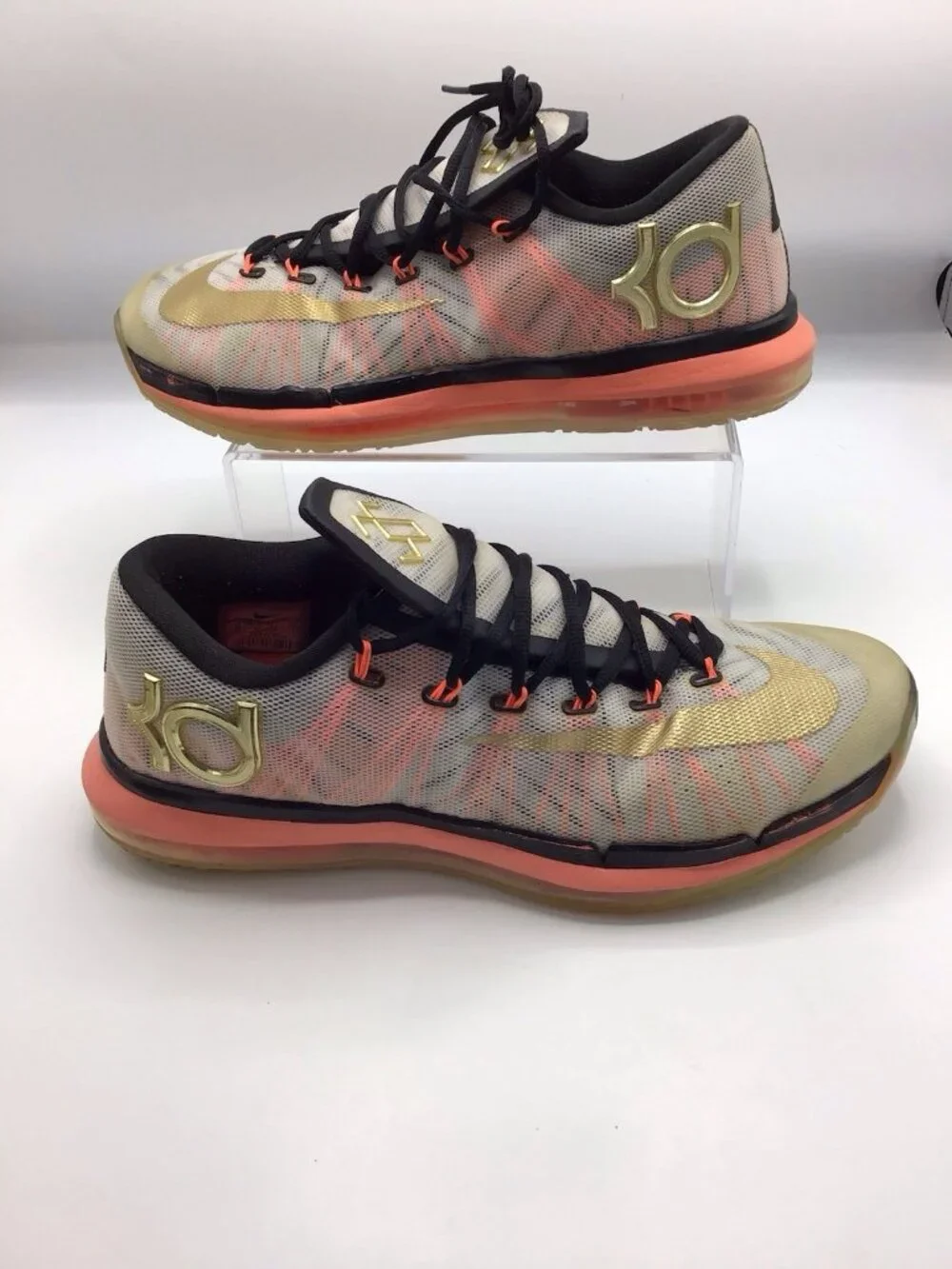 NIKE KD VI Elite Kevin Durant White/Metallic Gold 642838-100 Men Sz 11